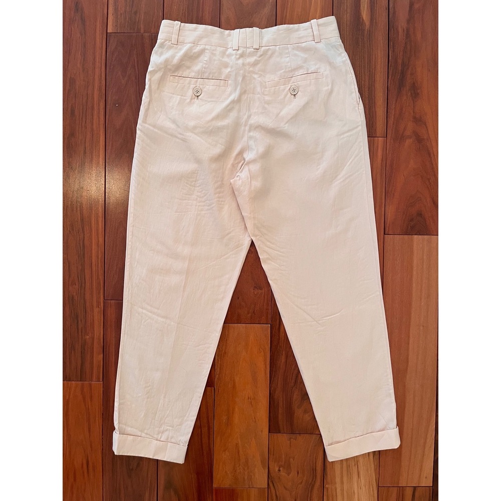 COS Peach Cupro Cotton Pleated Tapered Trousers Cuffed Pants Womens 6 - Picture 9 of 10